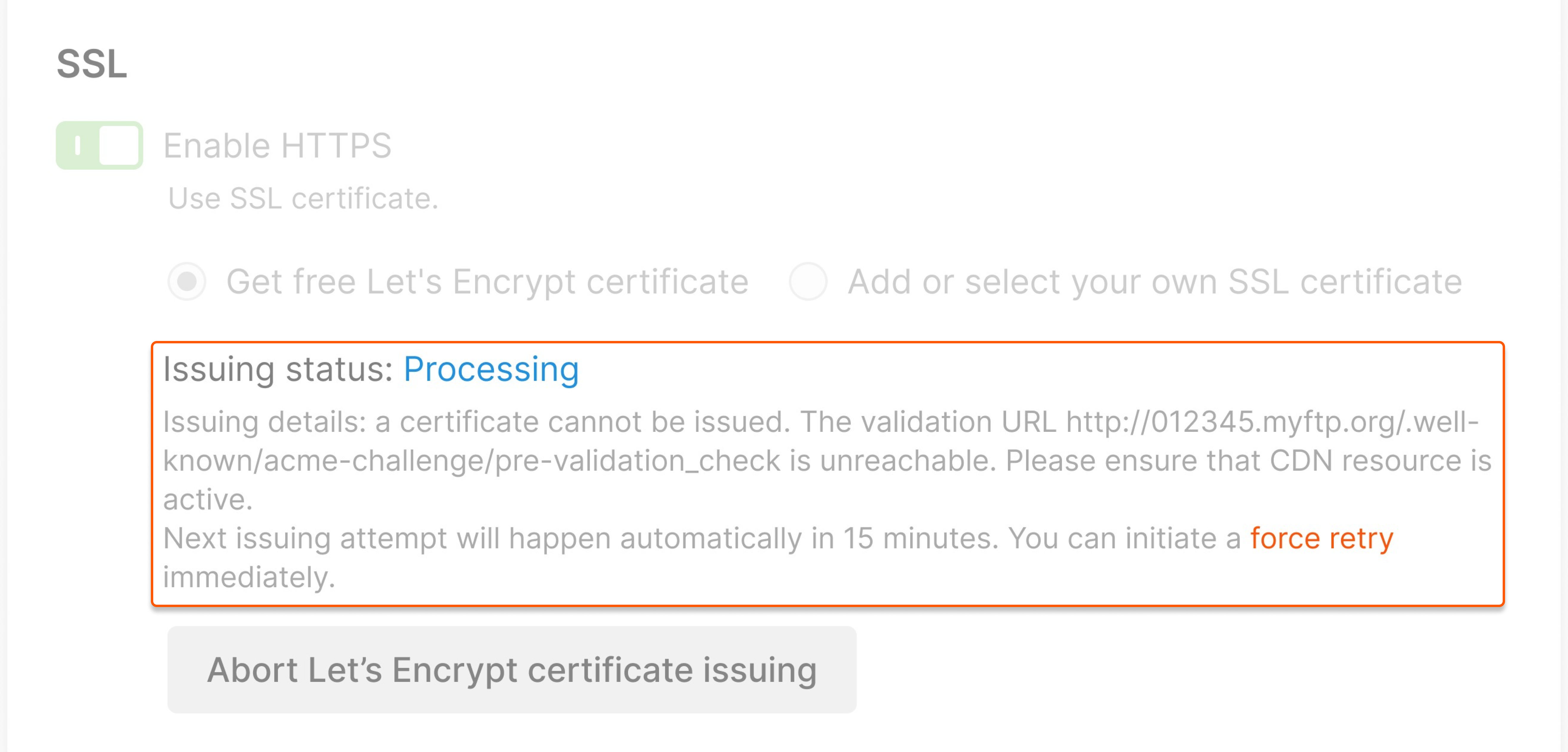 Processing with issue status